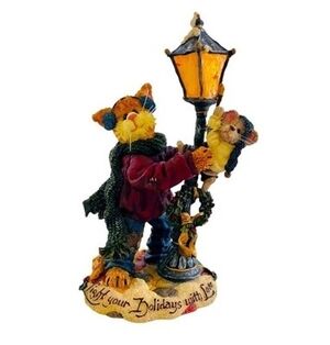 Vintage 2001 Boyds Bears Purrstone Mr. Fuzzywig & Sparky Holiday Glow NIB